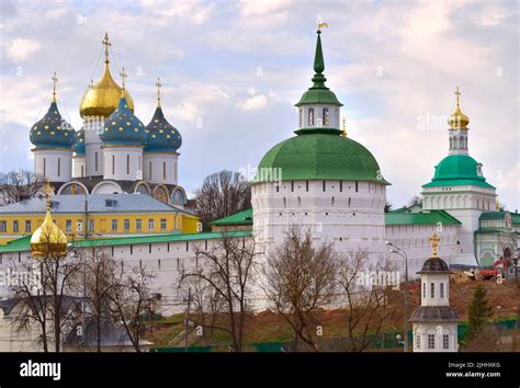 Domes Of The Trinity Sergius Lavra Orthodox Monastery With Fortress