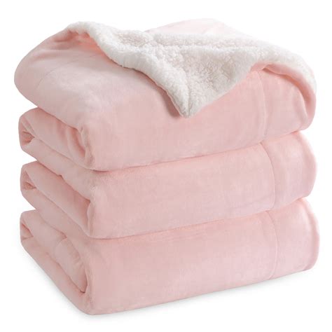 Bedsure Sherpa Fleece Bed Blankets Queen Size Pink Thick Fuzzy Queen