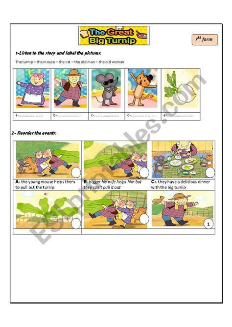 The Great Big Turnip Part 1 Short Story Esl Worksheet By Dreamm