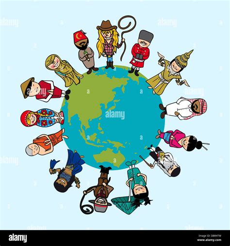 Mapa Del Mundo La Diversidad De Personas Dibujos Animados Con El