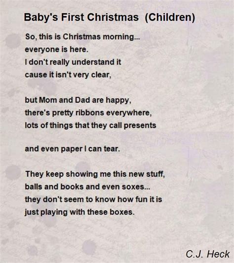 Check spelling or type a new query. Baby's First Christmas (Children) Poem by C.J. Heck - Poem ...