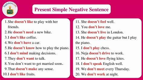 Sentences Example In Present Simple Tense Englishtivi
