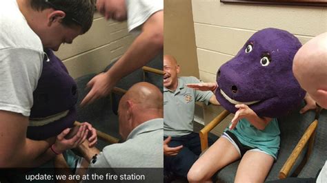Teen Gets Stuck In Giant Barney Head Quickly Goes Viral