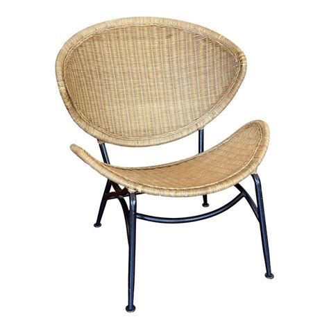Vintage Salterini Style Rattan Clam Shell Orbit Chair Shell Chair