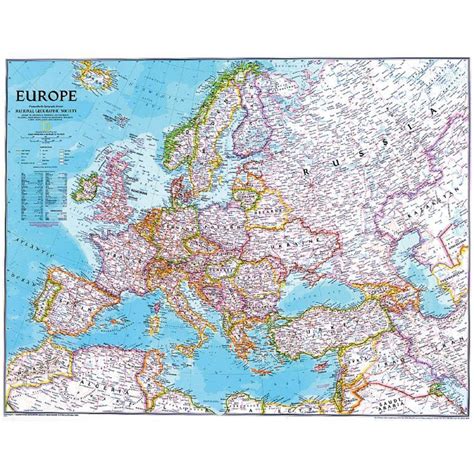 National Geographic Continent Map Europe Politically Groïoe