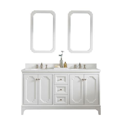 What a brilliant choice for a clean slate. Water Creation Queen 60 in. Bath Vanity in Pure White with Quartz Carrara Vanity Top with ...