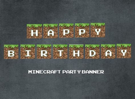Printable Minecraft Party Banner Happy Birthday
