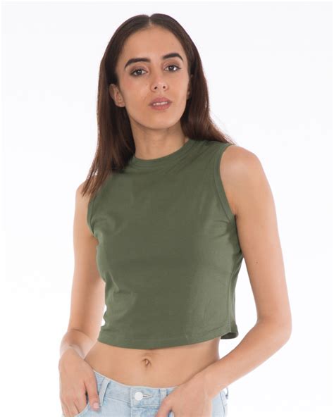 Buy Army Green Cropped Tank Top Online At Bewakoof