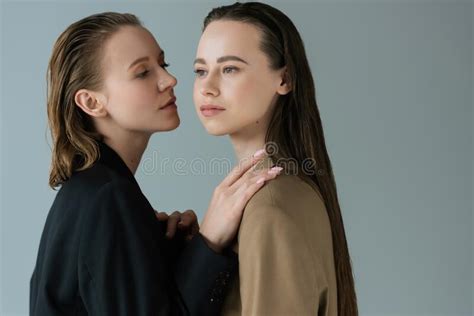 Young Lesbian Woman Touching Long Hair Stock Image Image Of Touch