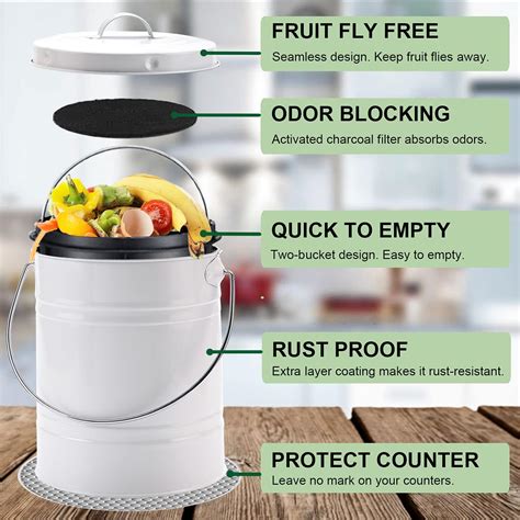Buy Compost Bin For Kitchen Counter Lalastar Small Metal Compost Bin