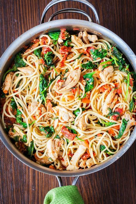 Drain and return to pot. Tomato Spinach Chicken Spaghetti | Recipe | Chicken ...