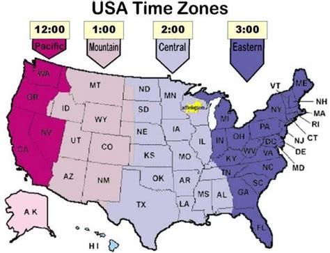 United States Time Zones Prep For Quiz Diagram Quizlet