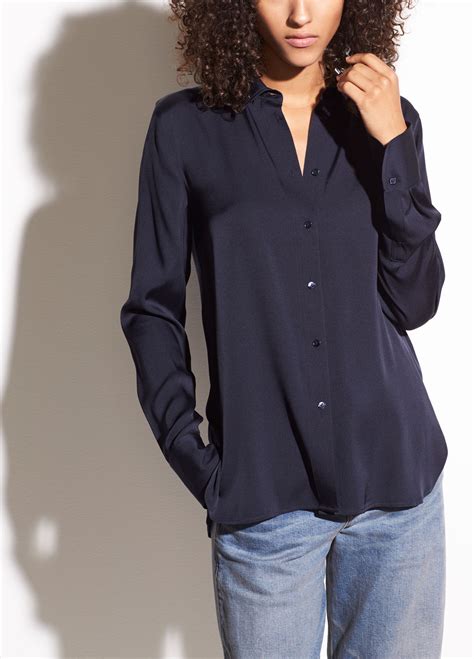 Slim Fitted Stretch-Silk Blouse for Women | Vince