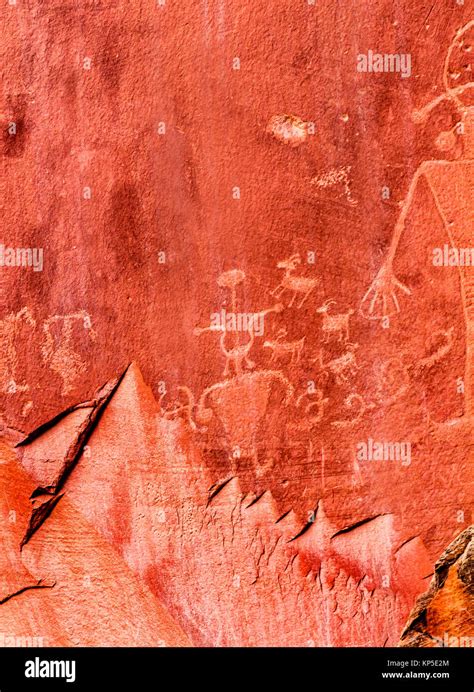 Native American Indian Fremont Petroglyphs Sandstone Mountain Capitol