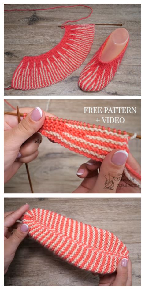Knit One Piece Turkish Slippers Free Knitting Patterns Video