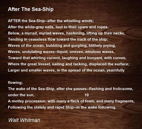 After The Sea Ship Poem By Walt Whitman Poem Hunter