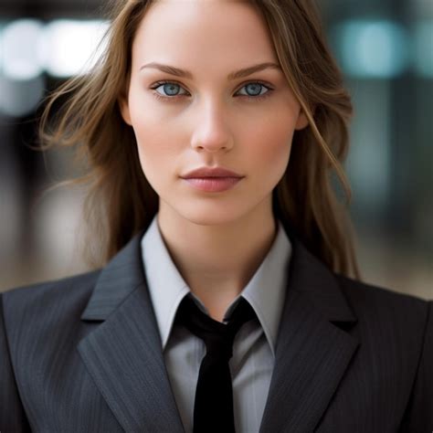 premium ai image a woman wearing a suit with a black tie and a gray shirt