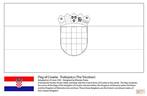 Flag of Croatia | Super Coloring | Coloring pages, Free printable