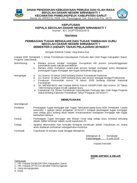 Surat keterangan sebagai peserta ujian nasional dari kepala sekolah atau pejabat berwenang 7. Contoh Sk Plt Kepala Sekolah - Contoh Resource