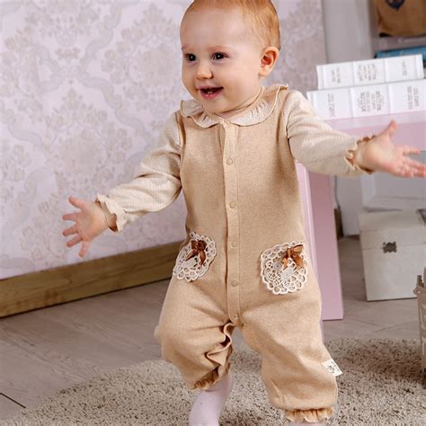 Ins Newborn Baby Girl Organic Cotton Long Sleeve Ruffles Rompers Infant Baby Girls Jumpsuit One