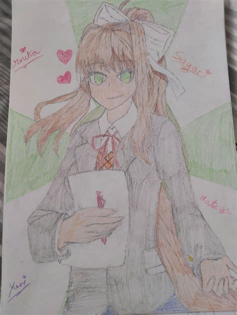 Here You Go Reddit The Fully Coloured Monika Drawing Ddlc