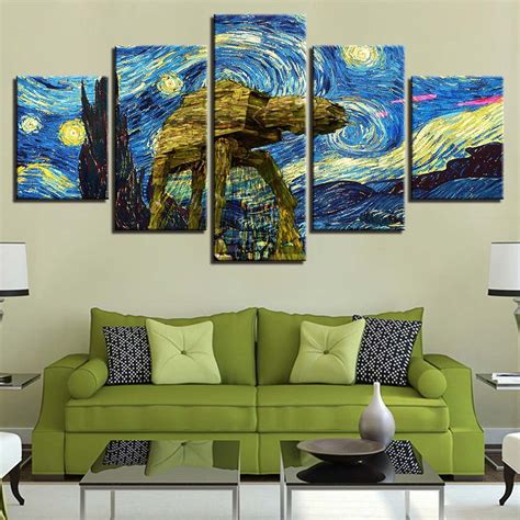 $2.81/sq.ft ($159.99/roll) wallpaper installation has been riddled with challenges over the years. Modular Canvas Painting HD Prints Home Decor 5 Pieces Van Gogh Starry Night Wall Art Pictures ...