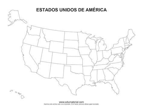 Mapa De Estados Unidos Sin Nombres EduMaterial