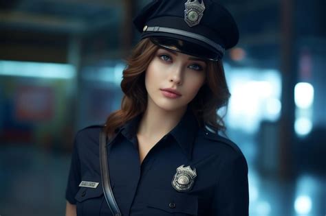 Premium Ai Image Beautiful Woman Police Uniform And Police Station