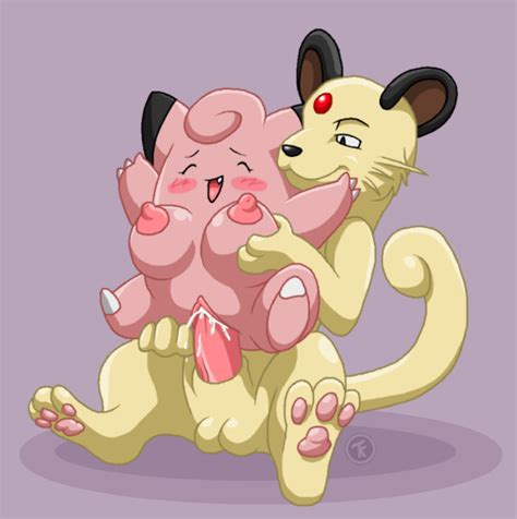 Rule 34 Breasts Clefairy Color Exposed Breasts Female Front View Fur Furry Interspecies Male