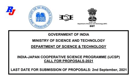 Call For Proposals 2021 India Japan Cooperative Science Programme