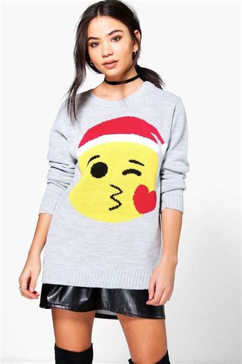 Scarlett Kiss Emoji Christmas Jumper Sweater Shop Sweater Dress Emoji