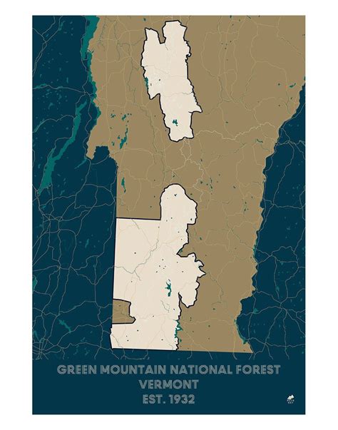 Green Mountain National Forest Map Forest Map Yellowstone Map