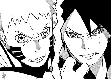 Naruto And Sasuke Vs Momoshiki Drawing Yellow Wallpaper