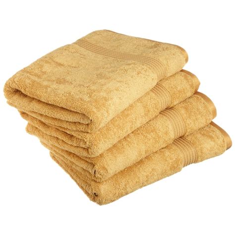 100 Cotton 4 Piece Bath Towel Set Gold