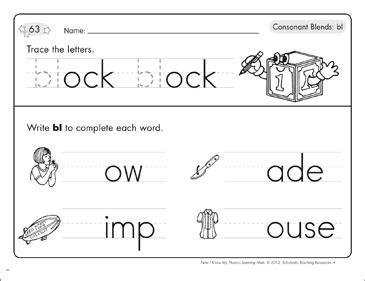 Encourage your students as they learn about consonant blends! Grade 1 Bl Blends Worksheets - Blend spelling list for bl ...