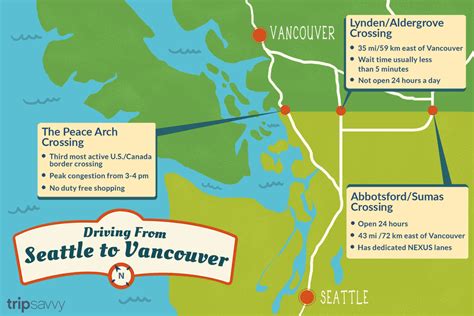 Contact the washington state ferries; Seattle to Vancouver Canadian Border Crossing