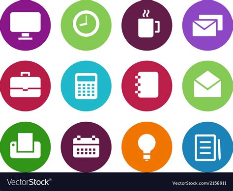 Business Circle Icons On White Background Vector Image