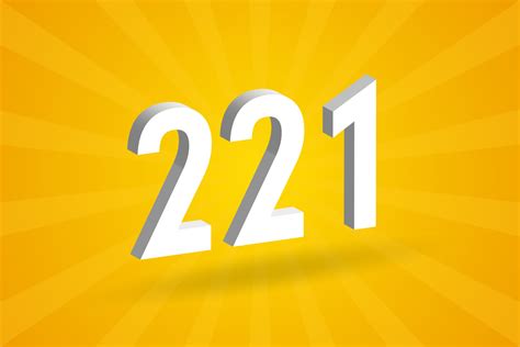 3d 221 Number Font Alphabet White 3d Number 221 With Yellow Background