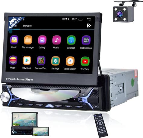 Amazon Com Unitopsci Single Din Android Car Stereo Cd Dvd Player Inch Motorized Flip Out