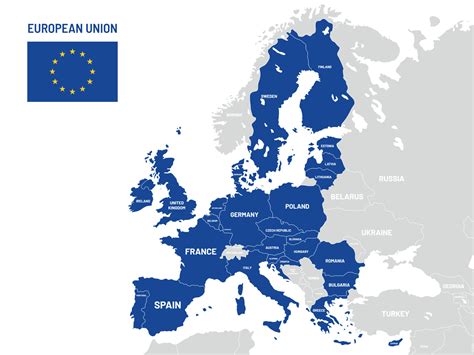 European Union Countries Map EU Member Country Names Europe Land