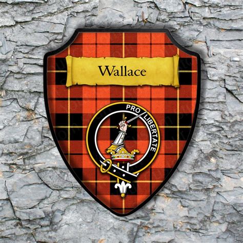 Wallace Shield Plaque With Scottish Clan Coat Of Arms Badge On Etsy