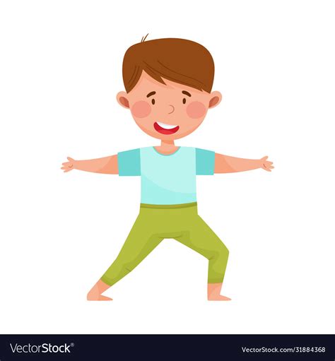 Little Boy Character Practising Yoga Stretching Vector Image