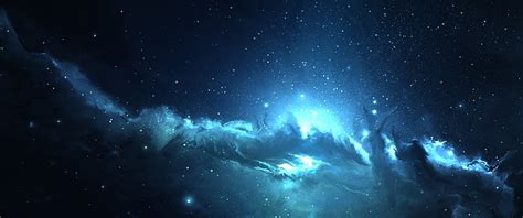 Hd Wallpaper Astrophotography Blue Space Ultrawide Night Star