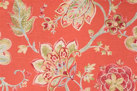 This collection includes hand painted watercolor peonies, roses and decorative elements in pink, orange and blue with essence of gold. 3 Yards Richloom Jubilant Floral Printed Cotton Drapery ...