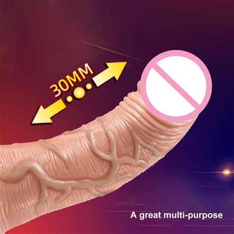 Telescopic Vibrating Thrusting Realistic Dildo Female Masturbation With