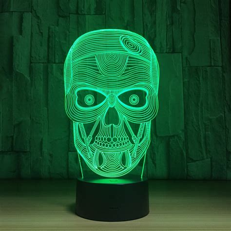 3d Skull 7 Color Night Light Energy Saving Led Lights Holiday Ts 6