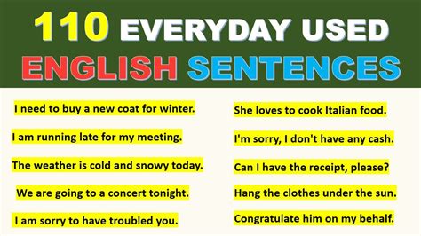 110 Everyday Use English Sentences English Conversation Phrases