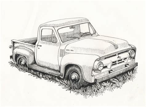 Pickup truck in drawing was photographed in ohio city near cleveland ,ohio. Pickup Truck Sketch