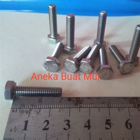 Jual Baut Hexagonal Stainless Hex Bolt M12 X 25mm Atau Baut 17 Panjang