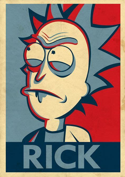 Rick And Morty In The Style Of Shepard Faireys Poster Rick And Morty